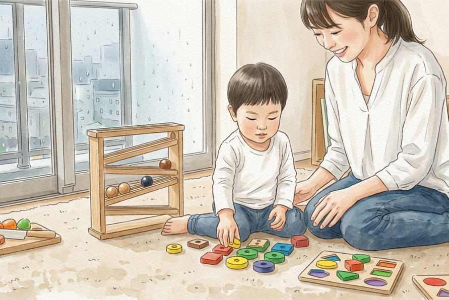 雨の日もご機嫌！マンションでも静かに遊べる「木のおもちゃ」室内遊びアイデア5選【騒音対策】